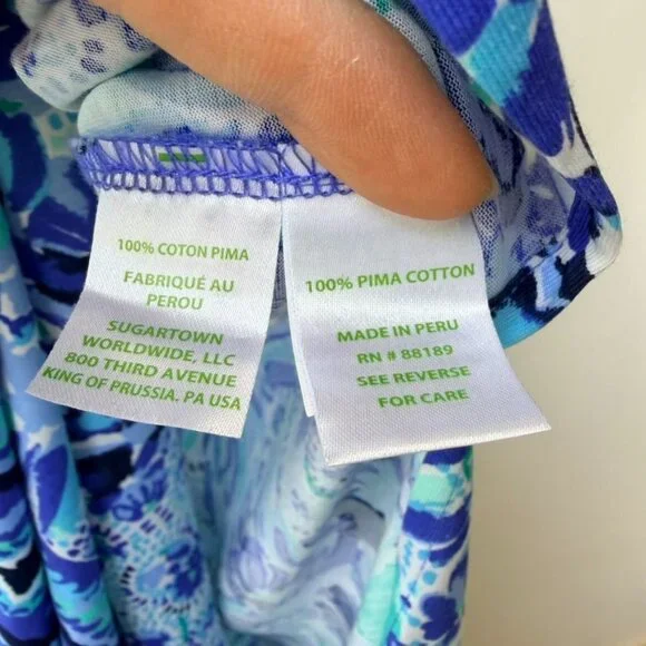 Lilly Pulitzer Maxi Dress Pima Cotton Iris Lion Print – Blue/White (Size M) - Picture 9 of 9